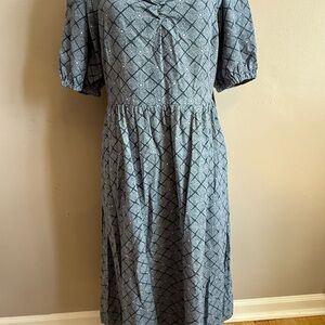 Ana …Blue Patterned Midi Dress